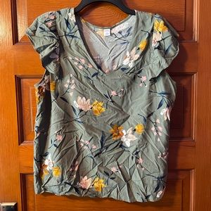 Olive Green Floral Top
